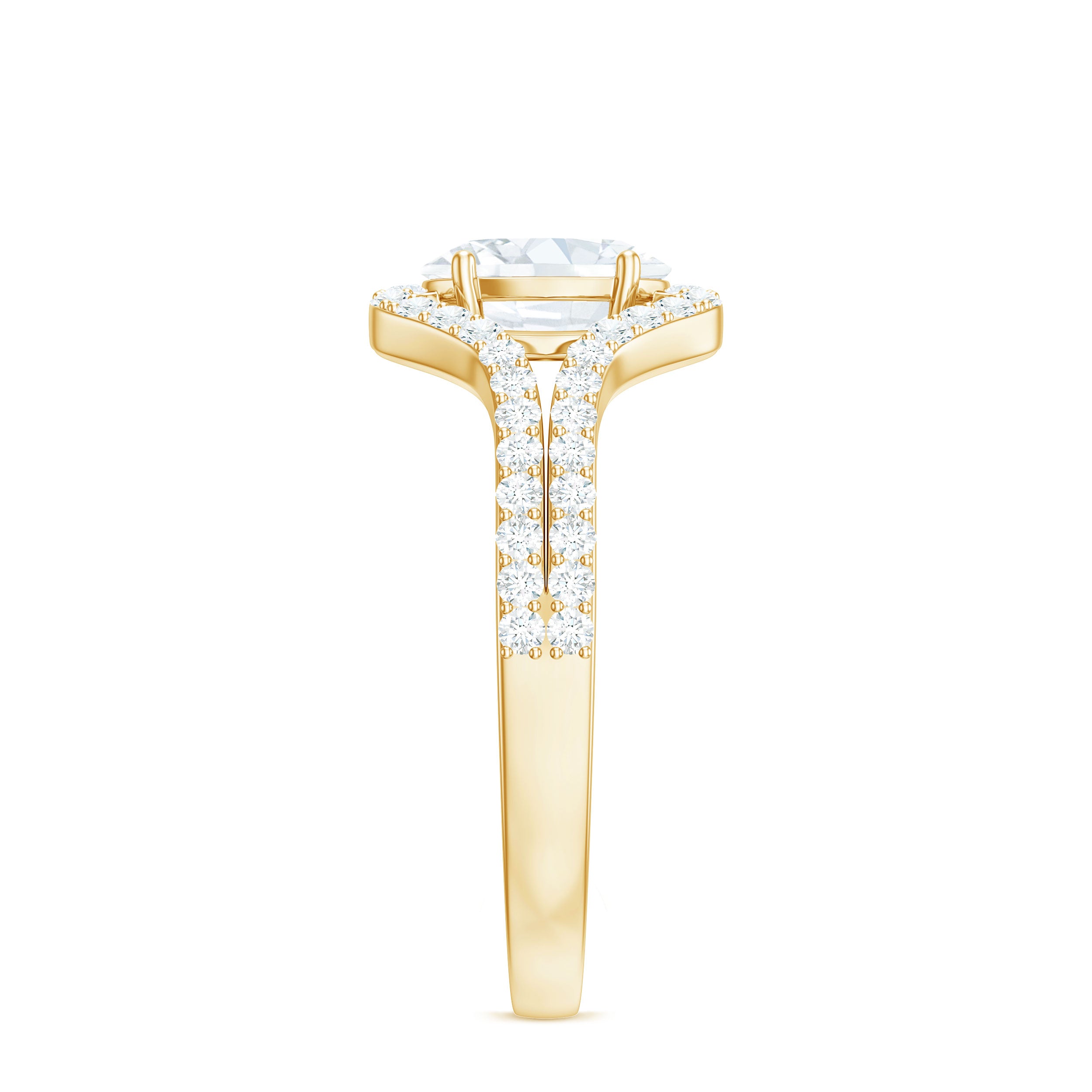 2.25 CT Oval Cut Zircon Engagement Ring with Split Shank AAAA - Rosec Jewels