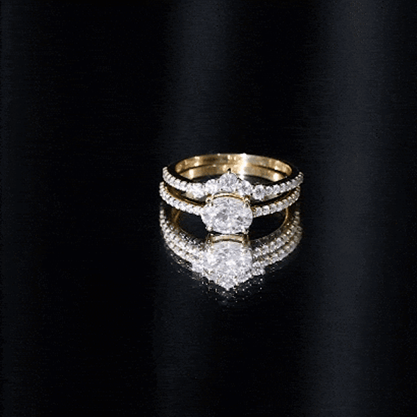 Oval Cut Moissanite Engagement Ring with Wedding Band Set D-VS1 - Rosec Jewels