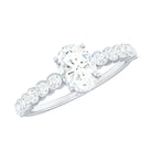 Oval Cut Moissanite Engagement Ring with Side Stones D-VS1 - Rosec Jewels