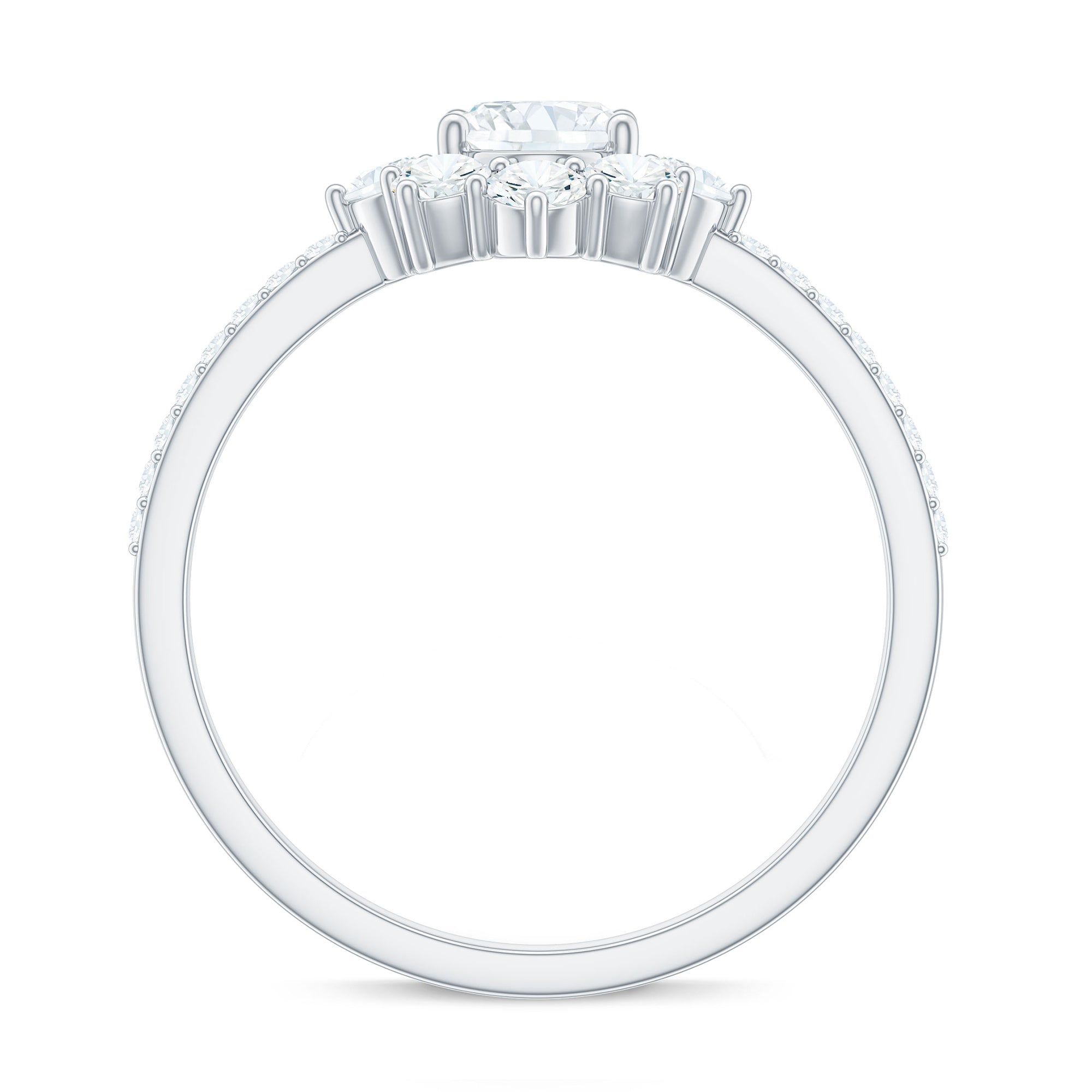 2 CT Oval Cubic Zirconia Engagement Ring with Half Halo AAAA - Rosec Jewels