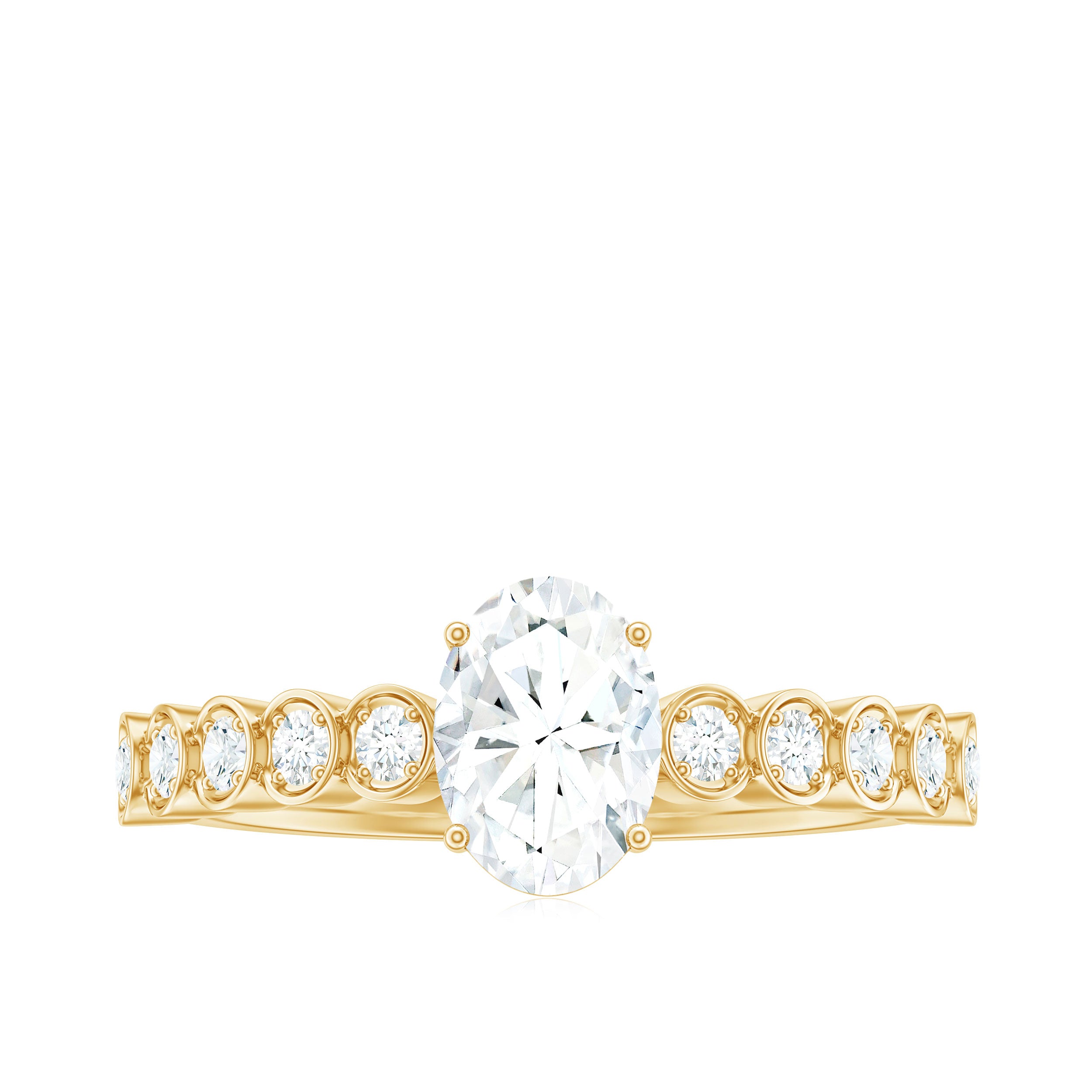 1.75 CT Prong Set Oval Cut Zircon Solitaire Engagement Ring AAAA - Rosec Jewels