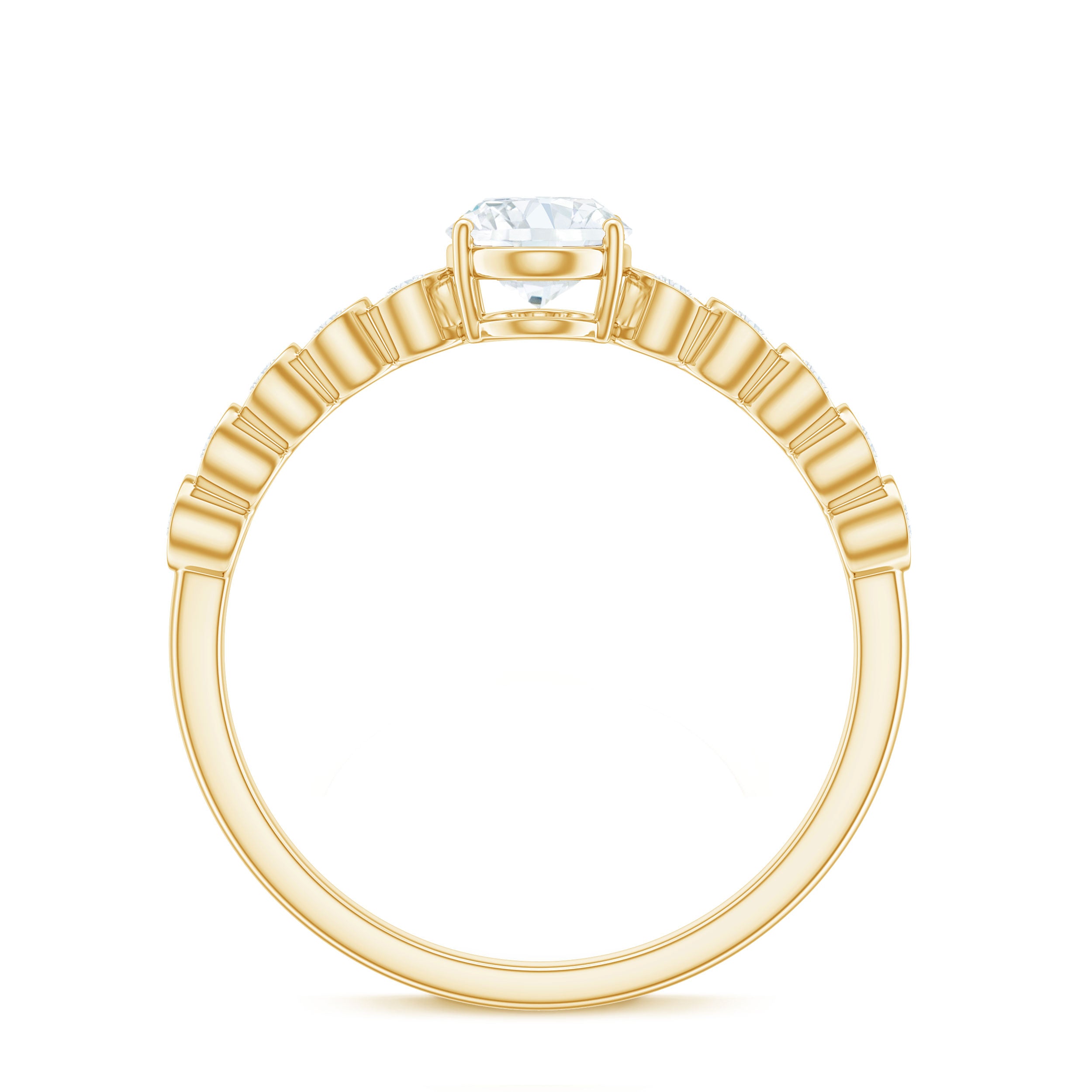 Certified Moissanite Oval Cut Engagement Ring with Side Stones D-VS1 - Rosec Jewels