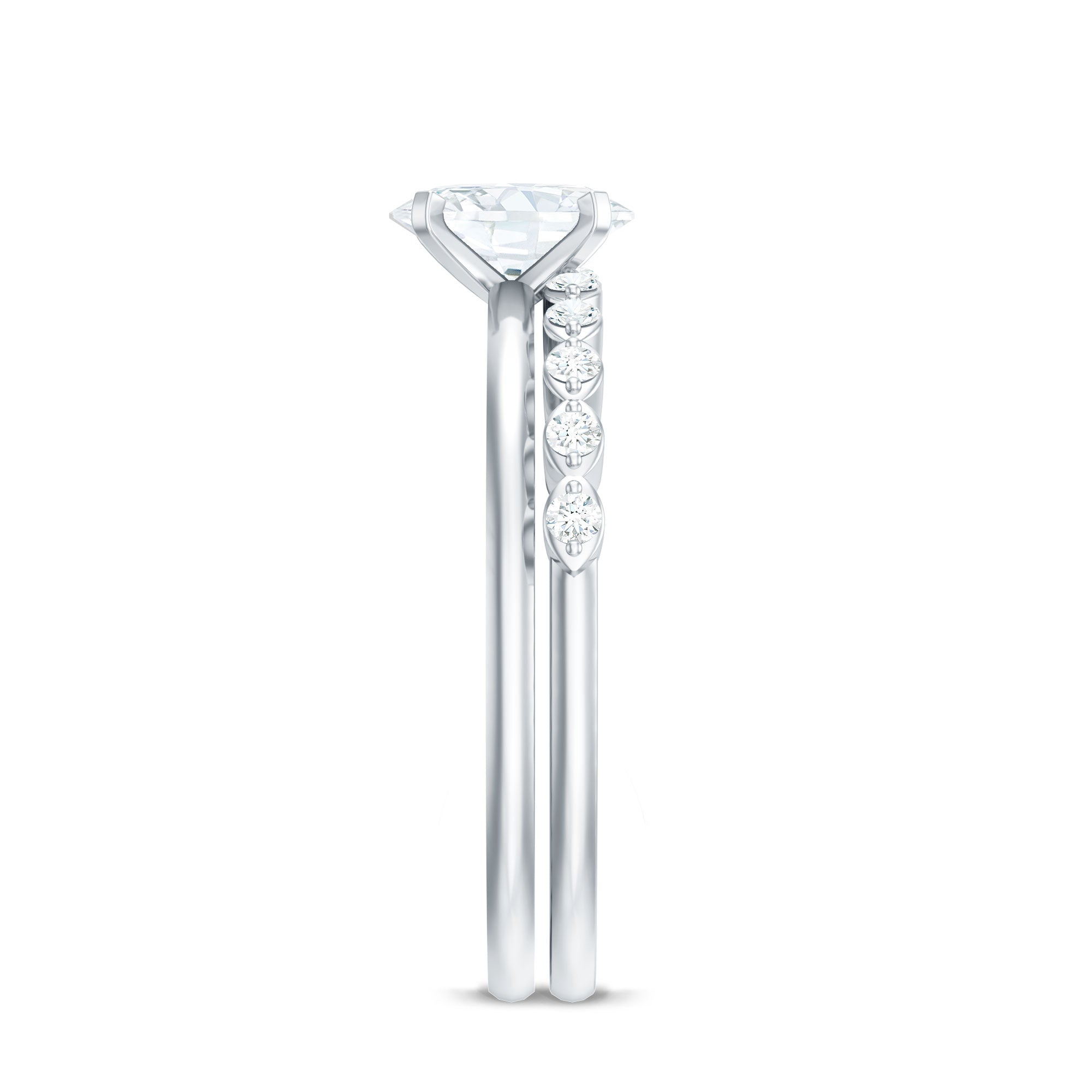 Rosec Jewels-Oval Cut Moissanite Solitaire Bridal Ring Set for Women