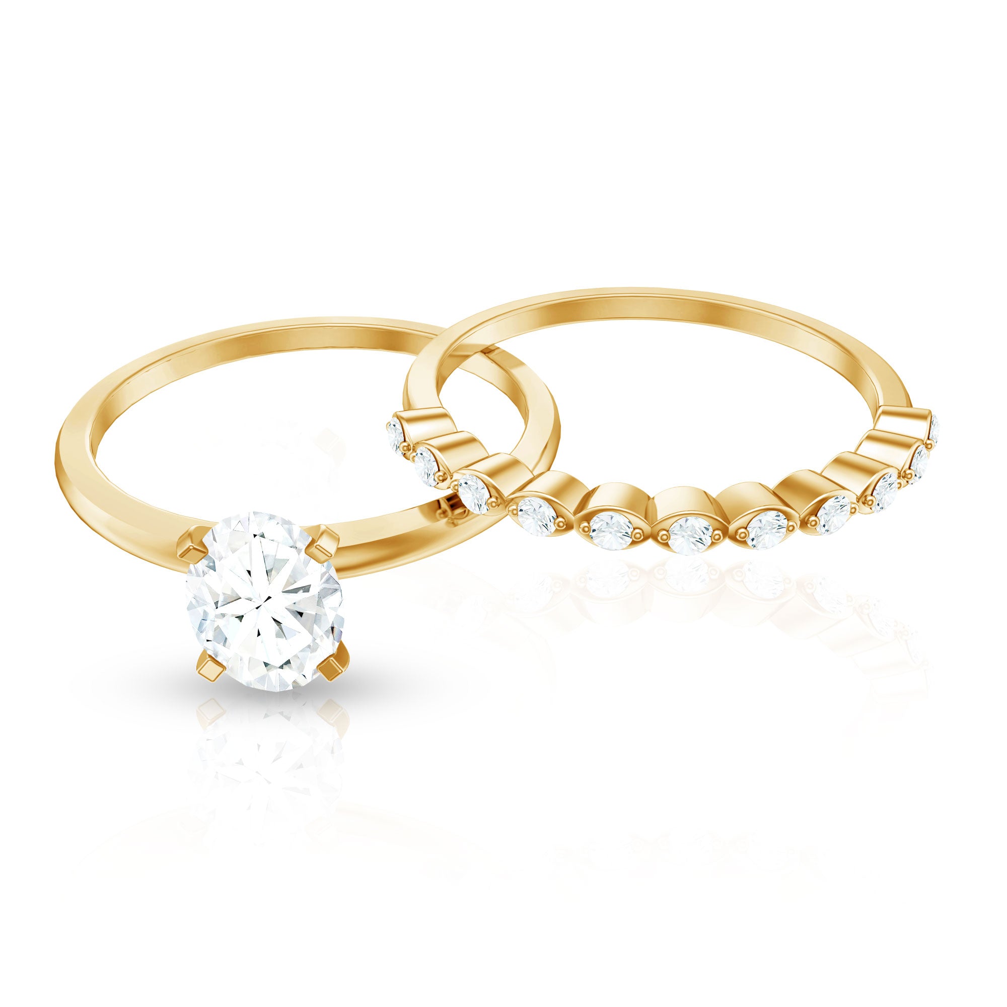 Rosec Jewels-Oval Cut Moissanite Solitaire Bridal Ring Set for Women