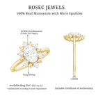 Certified Oval Moissanite Flower Halo Engagement Ring D-VS1 - Rosec Jewels