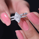 Rosec Jewels-Marquise Cut Moissanite Double Band Engagement Ring with Certificate