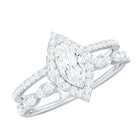 Rosec Jewels-Marquise Cut Moissanite Double Band Engagement Ring with Certificate