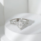 Rosec Jewels-Marquise Cut Moissanite Double Band Engagement Ring with Certificate