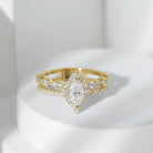 Rosec Jewels-Marquise Cut Moissanite Double Band Engagement Ring with Certificate