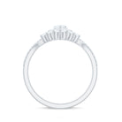 Rosec Jewels-Marquise Cut Moissanite Halo Engagement Ring with Chevron Wedding Band