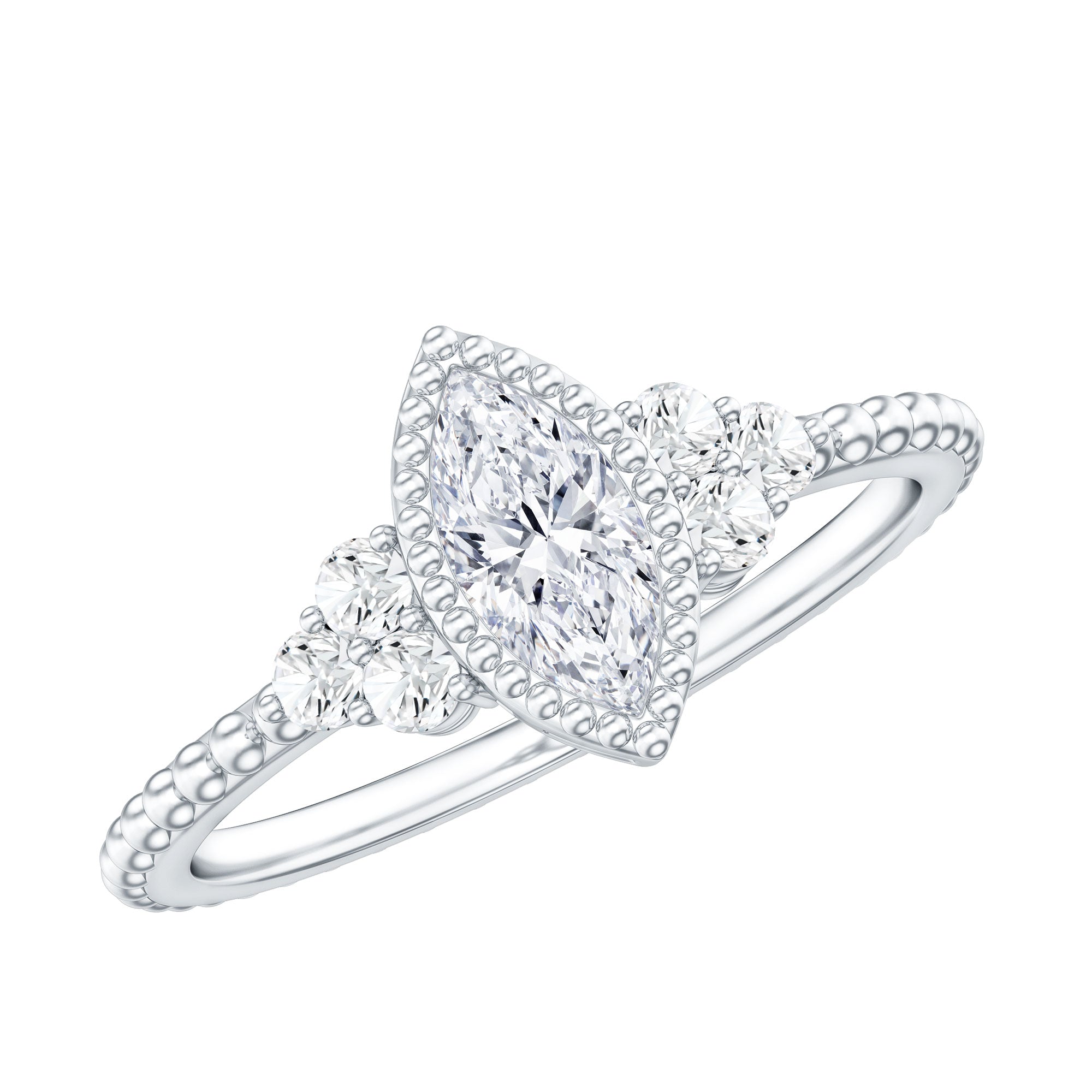 Marquise Cut Moissanite Vintage Looking Engagement Ring D-VS1 - Rosec Jewels