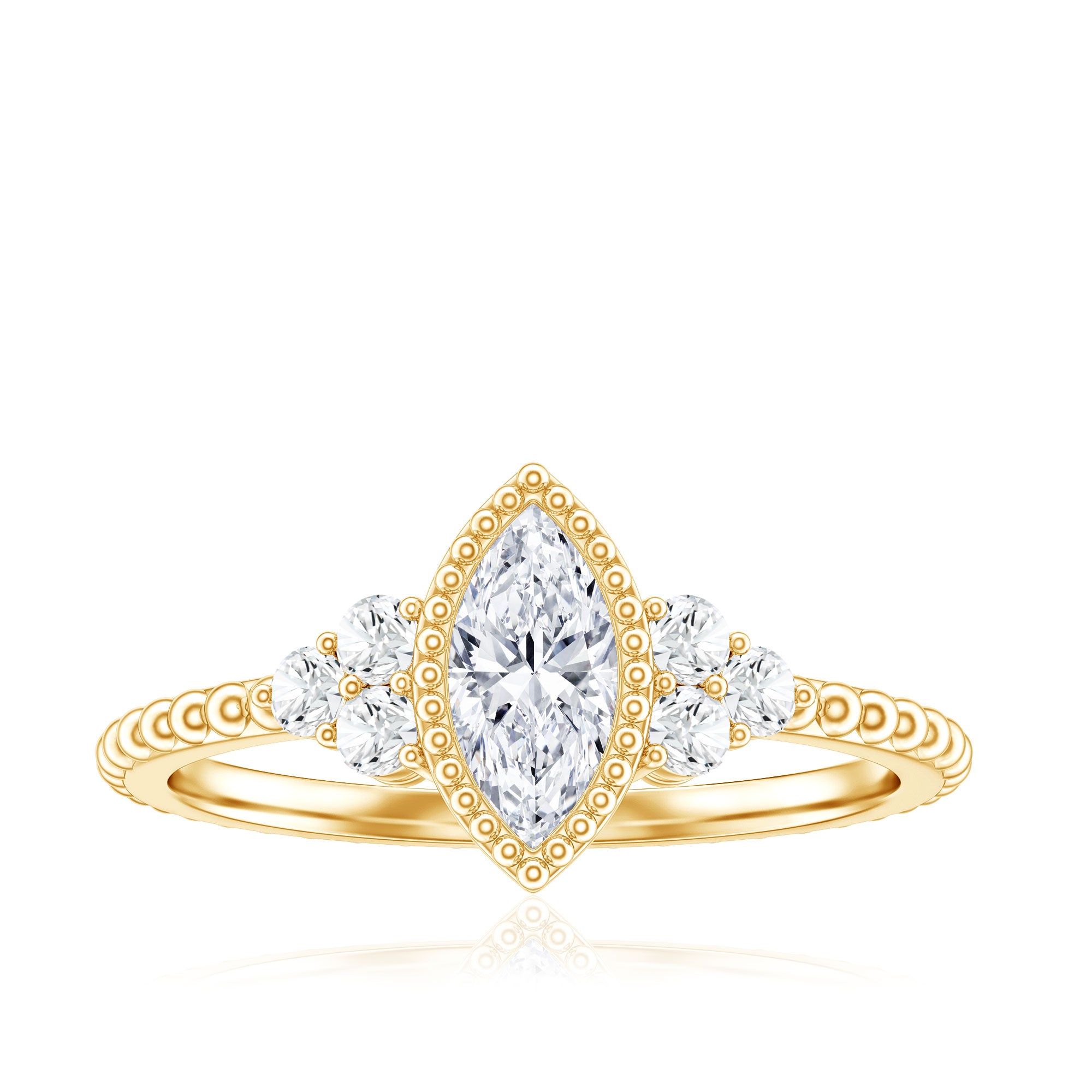 Marquise Cut Moissanite Vintage Looking Engagement Ring D-VS1 - Rosec Jewels