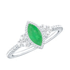 Vintage Inspired Emerald Promise Engagement Ring with Trio Diamond AAA - Rosec Jewels