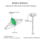 Vintage Inspired Emerald Promise Engagement Ring with Trio Diamond AAA - Rosec Jewels
