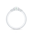 Vintage Inspired Emerald Promise Engagement Ring with Trio Diamond AAA - Rosec Jewels