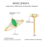 Vintage Inspired Emerald Promise Engagement Ring with Trio Diamond AAA - Rosec Jewels