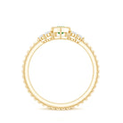 Vintage Inspired Emerald Promise Engagement Ring with Trio Diamond AAA - Rosec Jewels