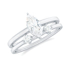 Rosec Jewels-Marquise Cut Moissanite Engagement Ring with Stackable Band