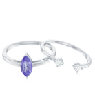 Natural Marquise Tanzanite Diamond Promise Ring Set of 2 AAA - Rosec Jewels