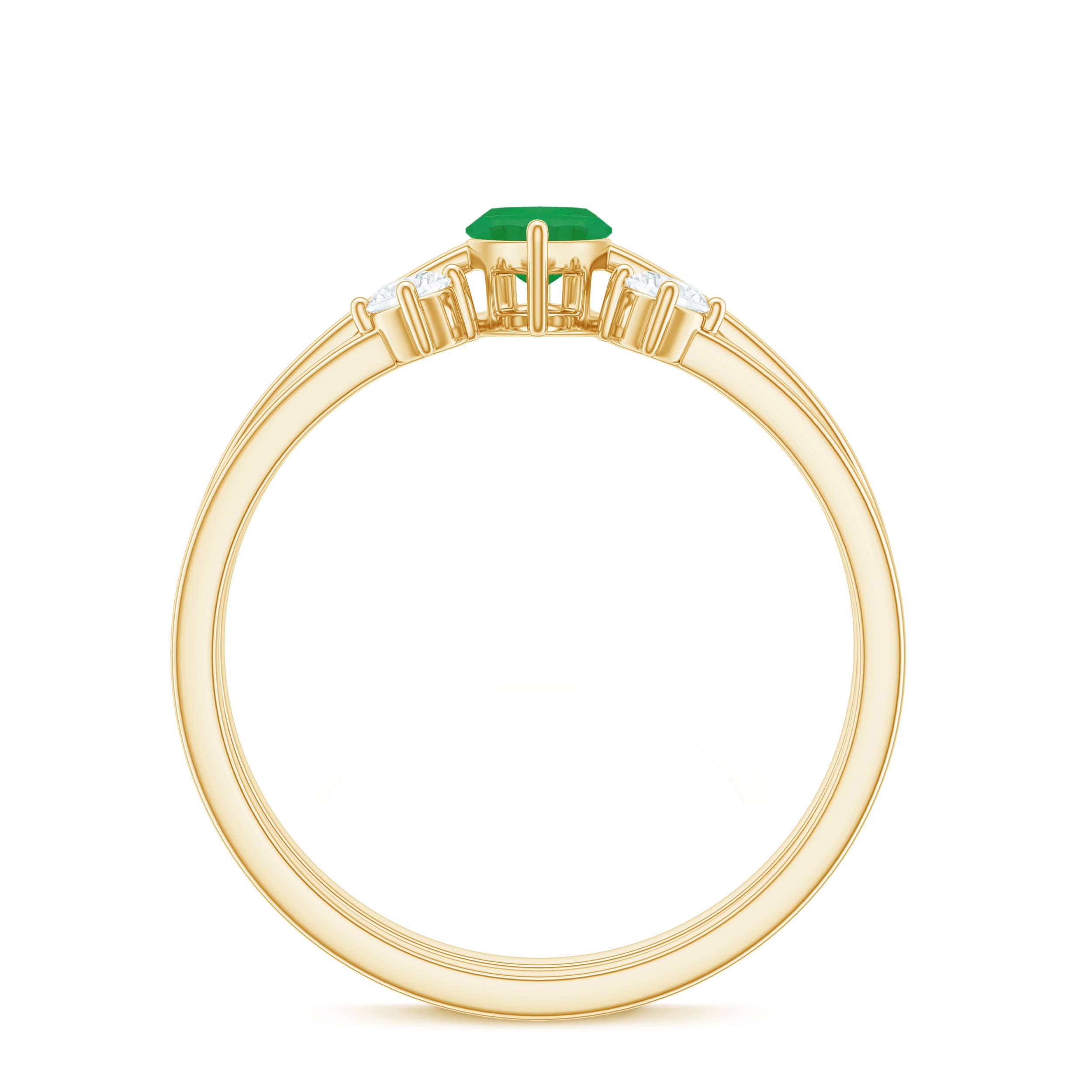 Natural Marquise Emerald Diamond Promise Ring Set of 2 AAA - Rosec Jewels