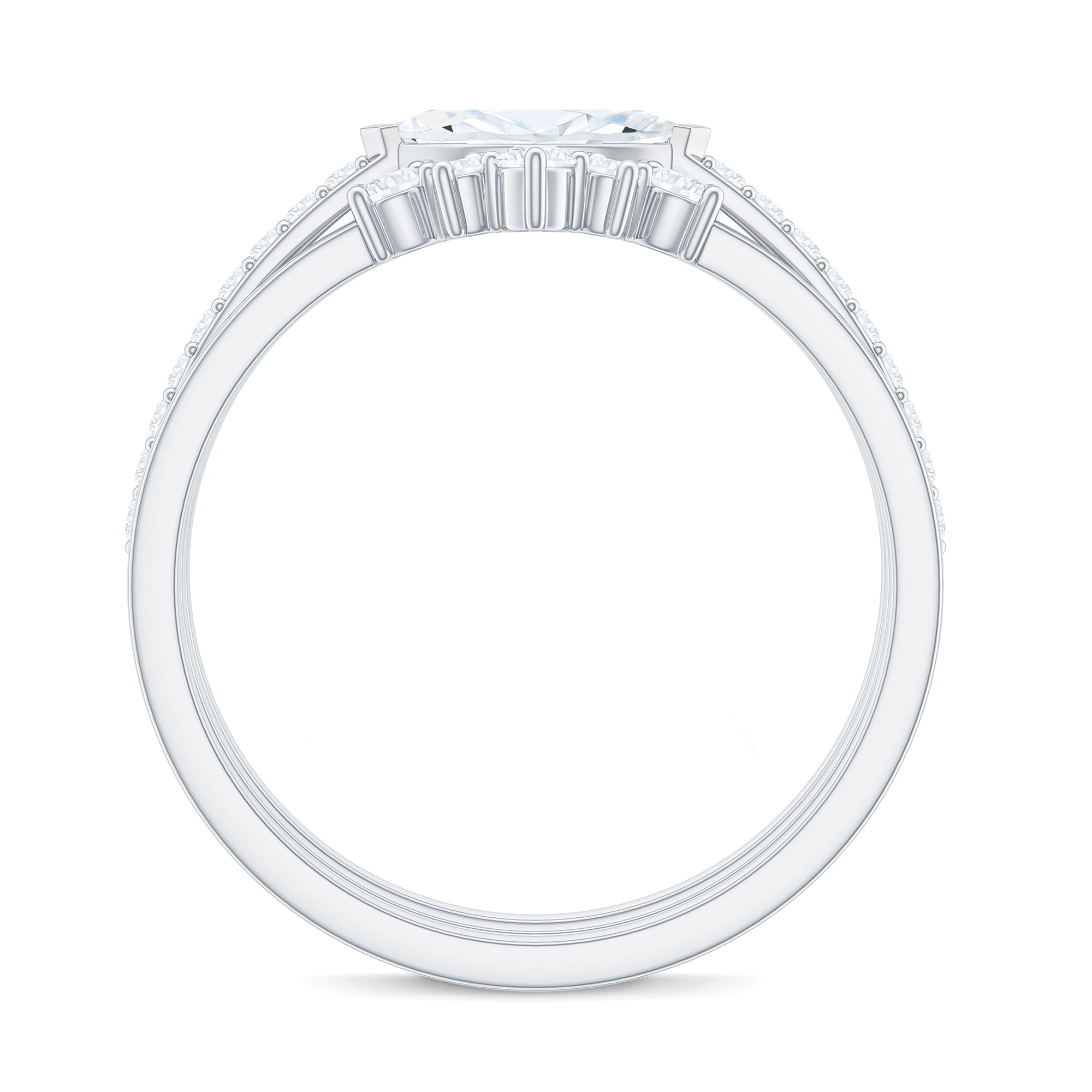 Certified Moissanite Trio Bridal Ring Set for Women D-VS1 - Rosec Jewels