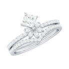 Rosec Jewels-Princess Cut Certified Moissanite Flower Wedding Ring Set