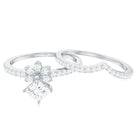 Rosec Jewels-Princess Cut Certified Moissanite Flower Wedding Ring Set