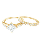 Rosec Jewels-Princess Cut Moissanite Engagement Ring with Wedding Band Set