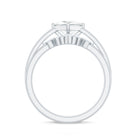 Cubic Zirconia Solitaire Ring Set with V Shape Band AAAA - Rosec Jewels