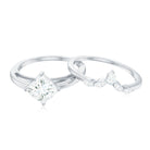 Cubic Zirconia Solitaire Ring Set with V Shape Band AAAA - Rosec Jewels