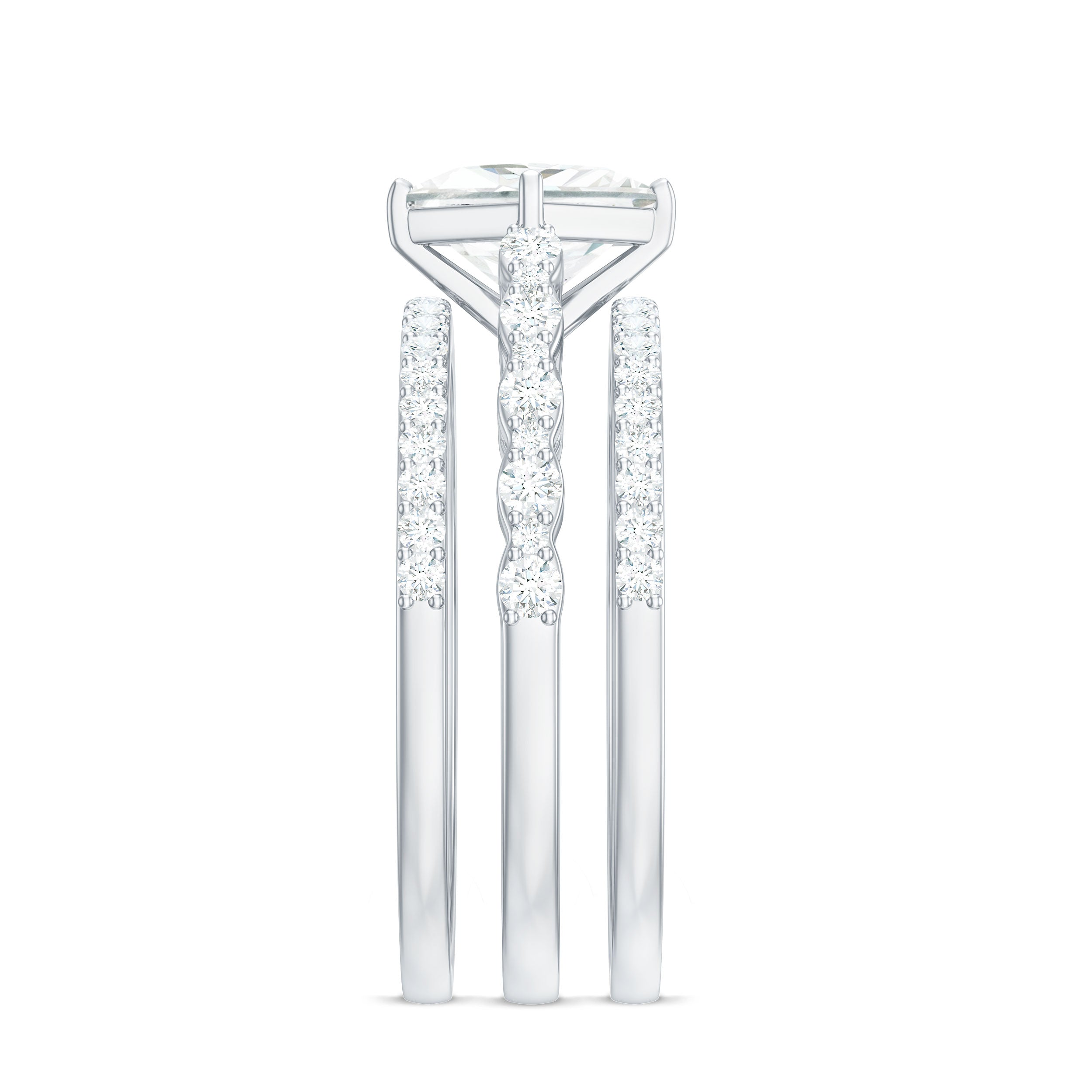 Rosec Jewels-Princess Cut Moissanite 3 Piece Bridal Ring Set