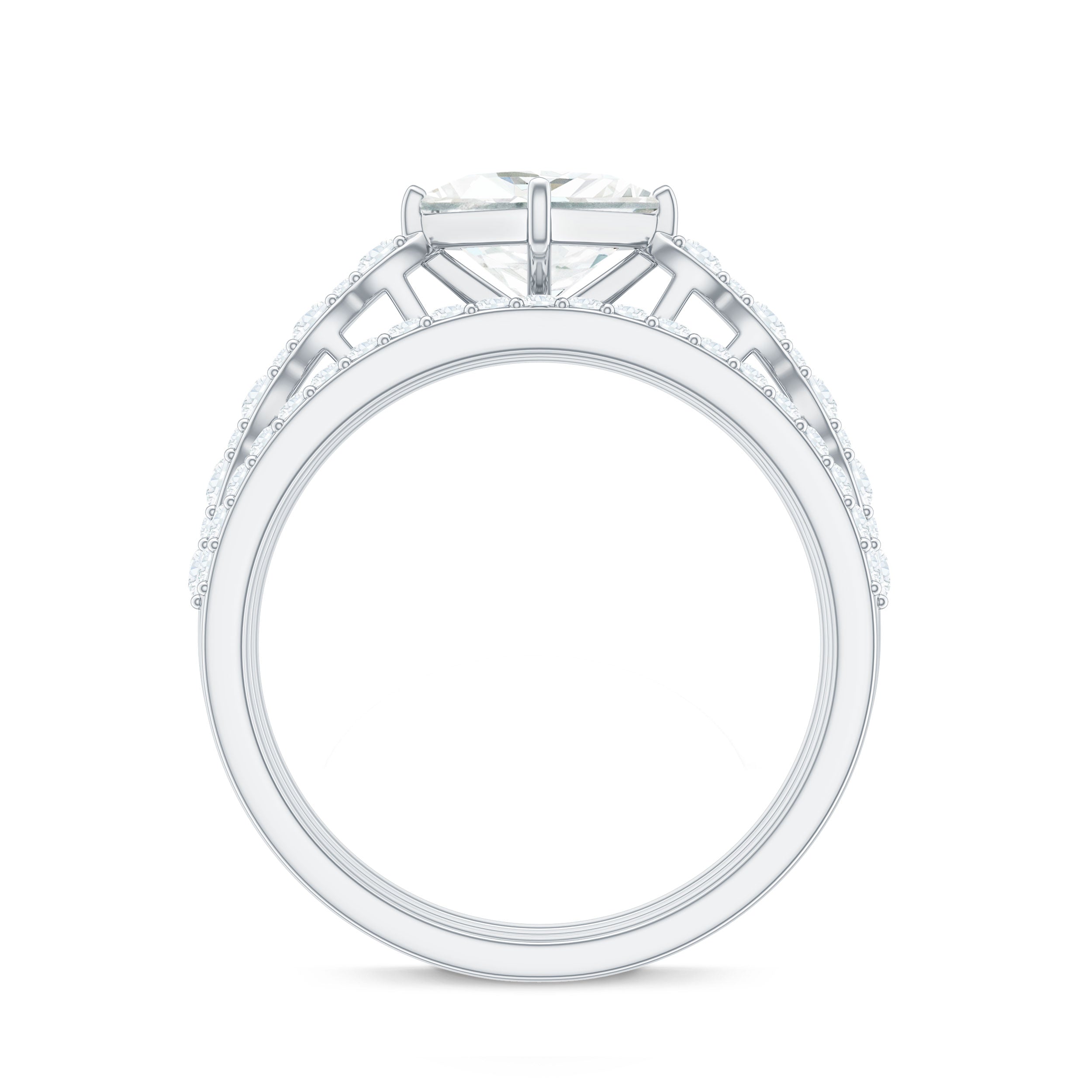 Rosec Jewels-Princess Cut Moissanite 3 Piece Bridal Ring Set