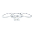 Rosec Jewels-Princess Cut Moissanite Halo Engagement Ring with Wedding Bands