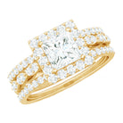Rosec Jewels-Princess Cut Moissanite Halo Engagement Ring with Wedding Bands