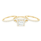 Rosec Jewels-Princess Cut Moissanite Halo Engagement Ring with Wedding Bands
