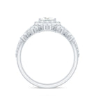Princess Cut Moissanite Halo Wedding Ring Set with Certificate D-VS1 - Rosec Jewels