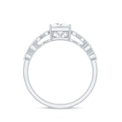 Certified Moissanite Princess Cut Engagement Ring in Double Band D-VS1 - Rosec Jewels