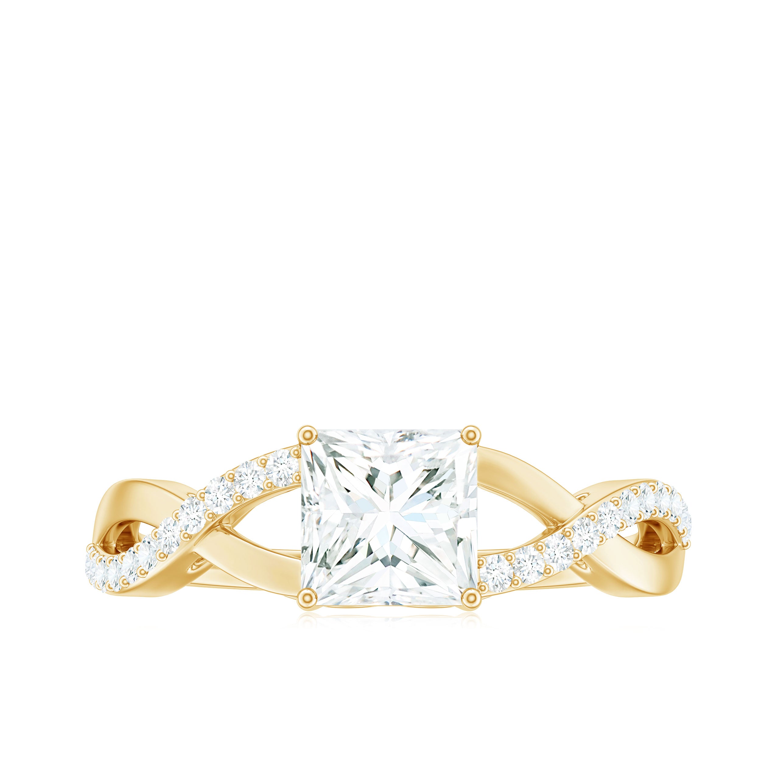 Rosec Jewels-Princess Cut Moissanite Crossover Engagement Ring for Women