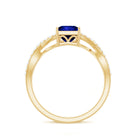 1.5 Carat Lab Grown Blue Sapphire Princess Cut Engagement Ring with Diamond Crossover Shank AAAA - Rosec Jewels