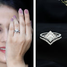 Certified Princess Cut Moissanite Wedding Ring Set for Women D-VS1 - Rosec Jewels