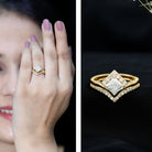 Certified Princess Cut Moissanite Wedding Ring Set for Women D-VS1 - Rosec Jewels