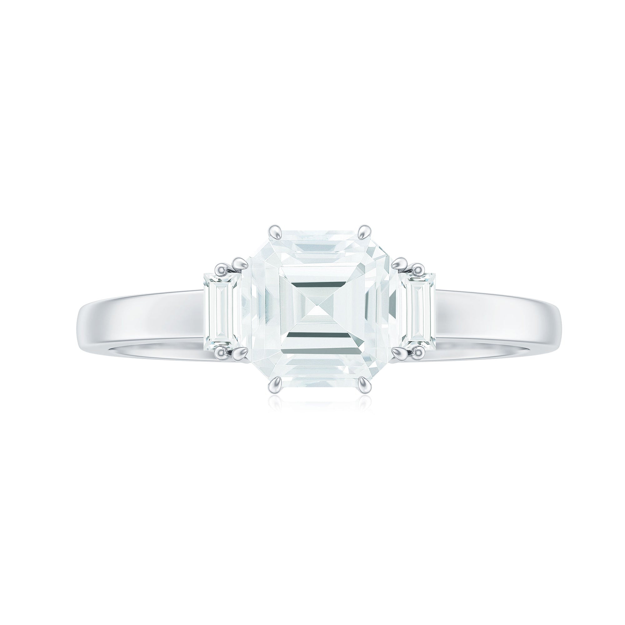 Asscher Cut Moissanite Engagement Ring with Certificate D-VS1 - Rosec Jewels