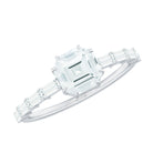 Asscher Cut Moissanite Engagement Ring with Baguette Side Stones D-VS1 - Rosec Jewels