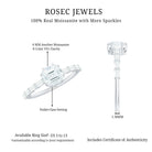 Asscher Cut Moissanite Engagement Ring with Baguette Side Stones D-VS1 - Rosec Jewels