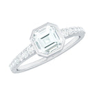 Asscher Cut Moissanite Solitaire Engagement Ring in Bezel Setting D-VS1 - Rosec Jewels
