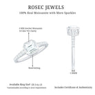 Asscher Cut Moissanite Solitaire Engagement Ring in Bezel Setting D-VS1 - Rosec Jewels