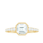 Asscher Cut Moissanite Solitaire Engagement Ring in Bezel Setting D-VS1 - Rosec Jewels