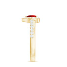 Rosec Jewels-Lab Created Ruby Heart Promise Ring with Diamond Halo
