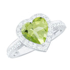 Natural 2 Carat Peridot Heart Engagement Ring with Diamond Halo AAA - Rosec Jewels