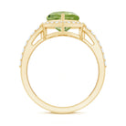 Natural 2 Carat Peridot Heart Engagement Ring with Diamond Halo AAA - Rosec Jewels